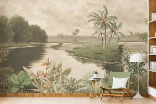 Jungle River Wall Interior Design Wallpaper Jungle River Wall Interior Design Wallpaper Mural