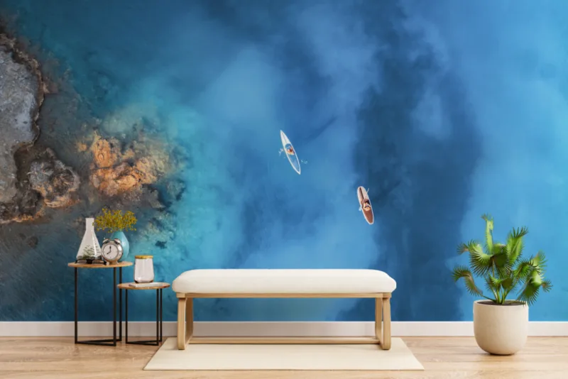 Living Room Calm and Endless Blue Ocean Wallpaper