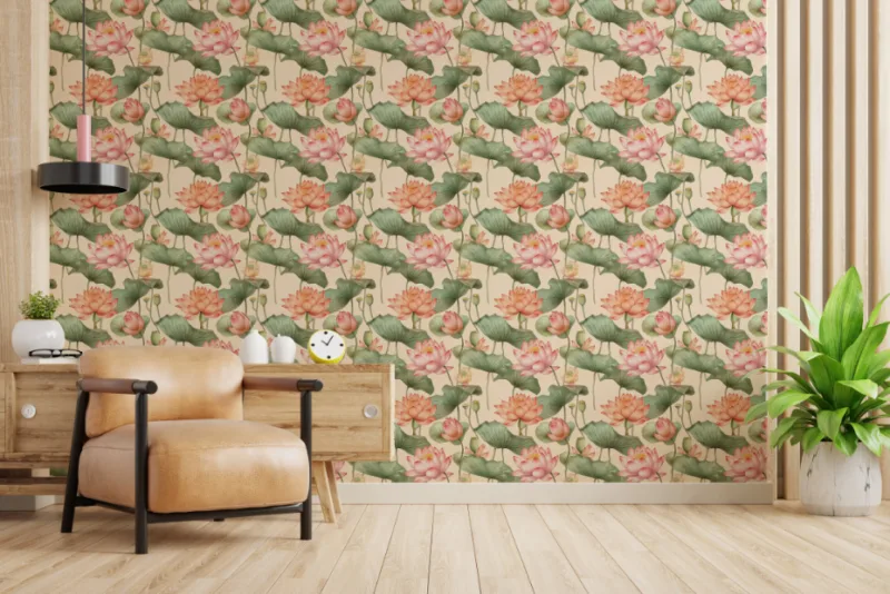 Majestic Lotus Bloom Wall Mural