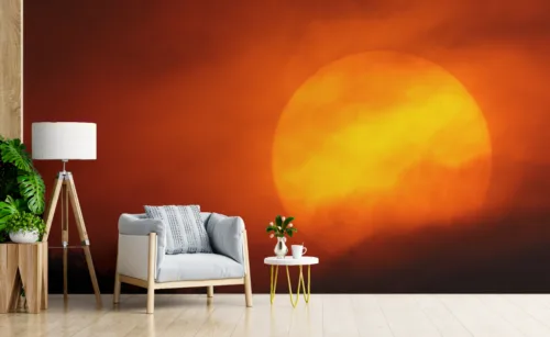 Orange Sun Nature Wall Art Mural Orange Sun Nature Wall Art Mural