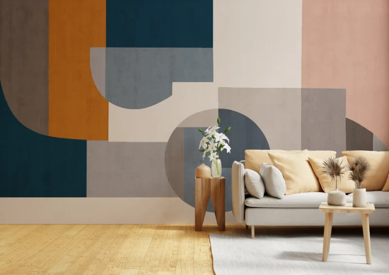 Self Adhesive Geometric Fusion Wallpaper For Wall