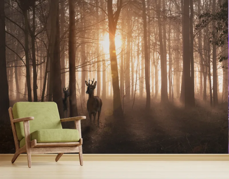Silent Woods with Graceful Deer