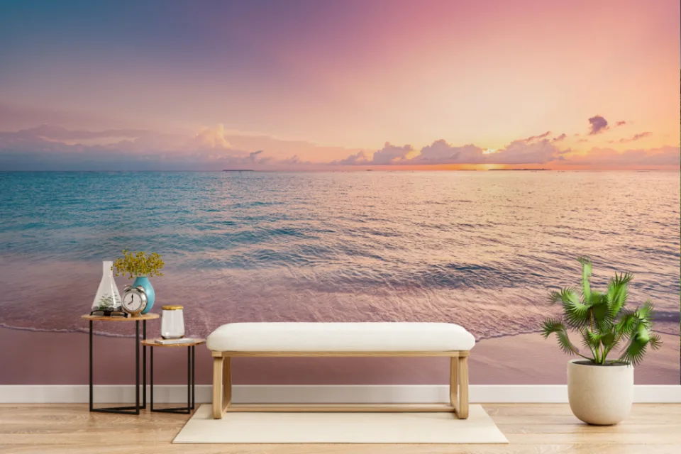 Tidal Beauty Ocean Wallpaper For Wall Décor Tidal Beauty Ocean Wallpaper For Wall Décor showcasing calming blue waves, perfect for enhancing wall Interior décor in coastal-themed home interiors