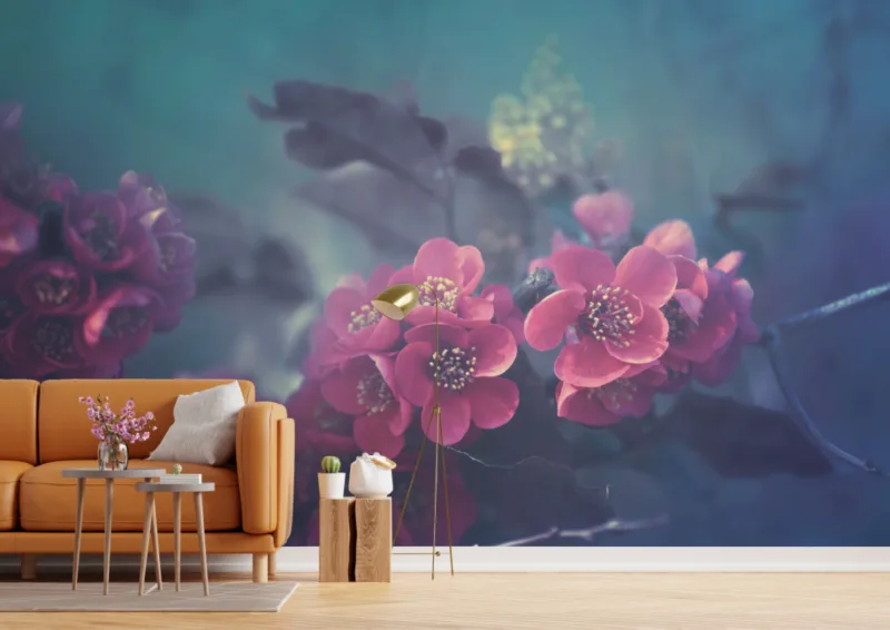 Top Living Room Pink Flora Beauty Wall Mural Design