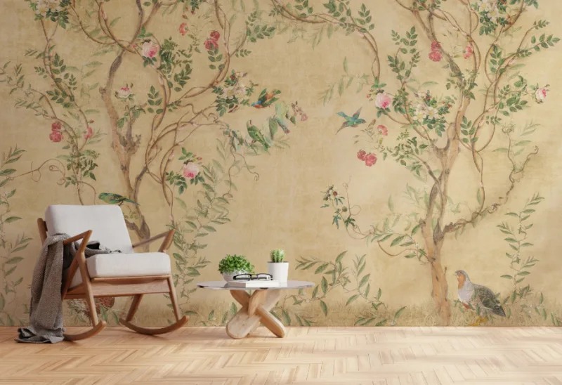 Unique Botanical Floral Wallpaper