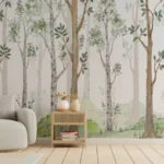 Watercolor Forest Wall Mural Yoga Room