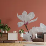 White Flowers Glory Wall Mural Design