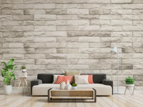 Brick Gray Color Living Room Wallpaper Mural