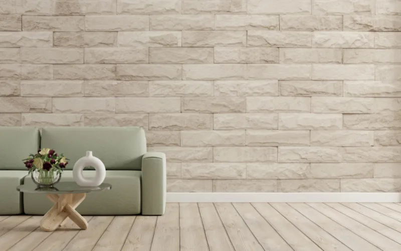 Cream Color Brick Effect Wallpaper for Wall