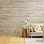 Creamy Brick Effect Living Room Wall Mural