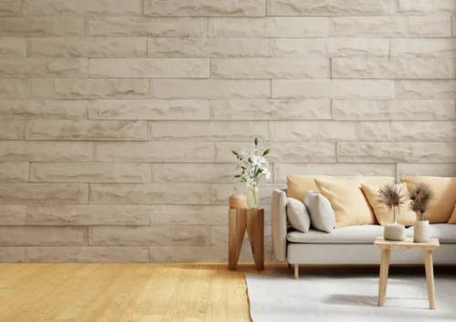 Creamy Brick Effect Living Room Wall Mural Creamy Brick Effect Living Room Wall Mural