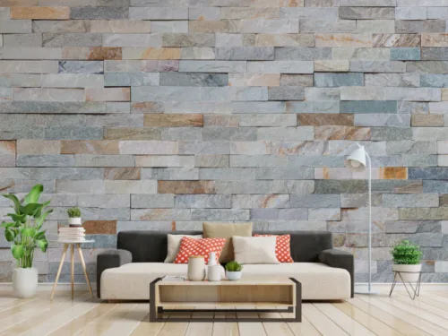 Golden Touch Stone Brick Living Room Wall Mural Art Golden Touch Stone Brick Living Room Wall Mural Art