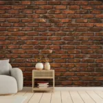 Rustic Dark Red Color Brick Wall Mural Art
