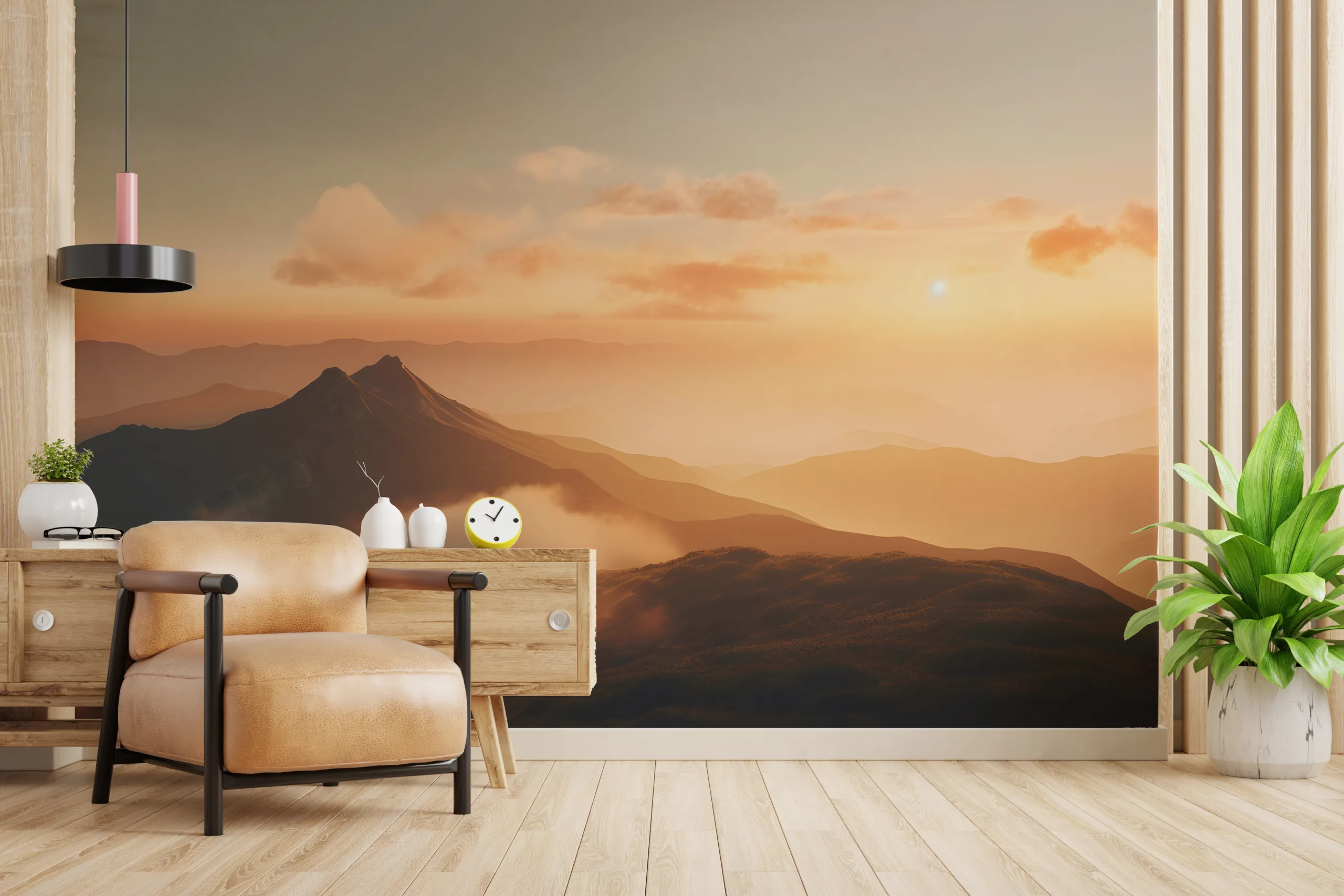 Sunrise Sky Wall Mock Up in Warm Tones