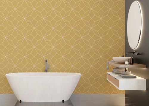 Abstract Diamond Pattern Wallpaper In Bright Yellow White Best For Bathroom Abstract Diamond Pattern Wallpaper In Bright Yellow White Best For Bathroom
