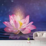 Aesthetic Zen Wallpaper Purple Flower Mural Peaceful Room Design add aesthetic atmosphere in your room and home
