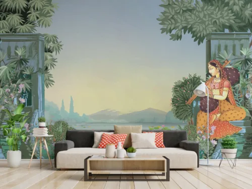 Best Indian Culture Art Soft Green Peel And Stick Wallpapers For Wall Best Indian Culture Art Soft Green Peel And Stick Wallpapers For Wall offers a Tradition of Indian Painting Culture