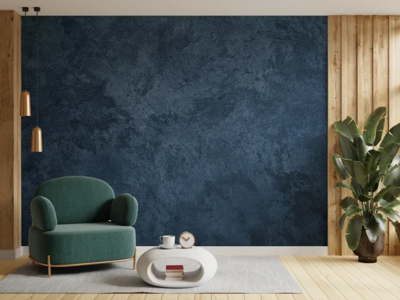 Blue Concrete Wall Wallpaper with Rough Surface for Modern Spaces great for adding a bold industrial vibe to modern and contemporary living spaces