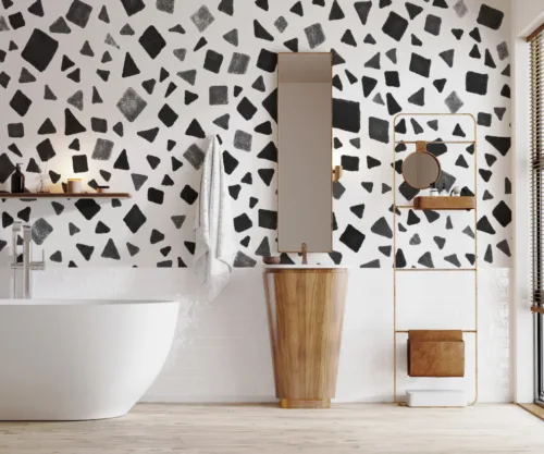 Chic Gray and Black Flecked Terrazzo Style Texture Wallpaper Chic Gray and Black Flecked Terrazzo Style Texture Wallpaper