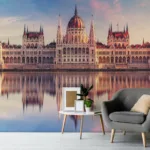 City Hungarian Government Headquarters With The Danube Reflections