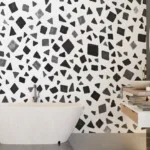 Contemporary Terrazzo Tile Design in Elegant Neutral Tones Bathroom Wall Design