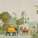 Indian Mughal Inspired Landscape Elephant Camel Peel and Stick Wallpaper