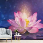 Light Purple Background Wall Mural Lotus Peel Stick Decor Idea Add your room peaceful and calming atmosphere