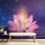Lotus Flower Floating Wall Decor Purple Calm Vibe Peel Stick Adds descriptive variation for "flower," "water," and "mural" without repeating keywords unnecessarily