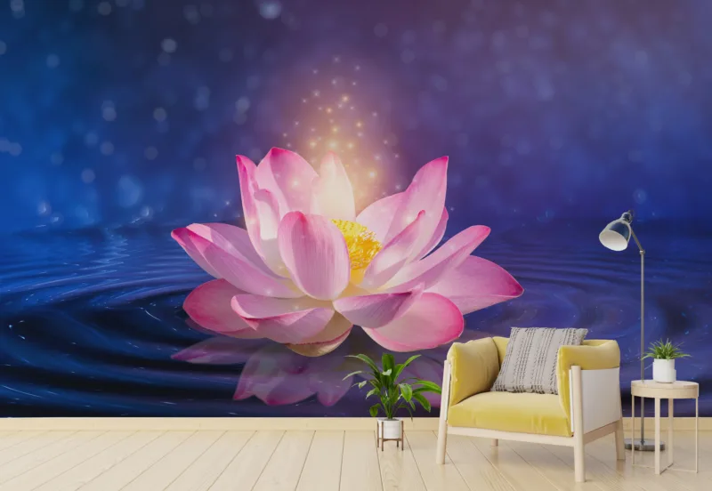 Lotus Peel And Stick Mural Purple Calm Wall Decor Floral Evokes emotion and ambiance, appealing to decor shoppers
