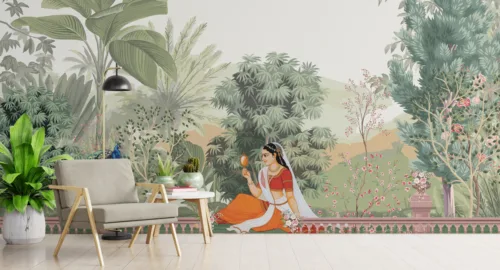 Lush Nature And Lady In Ethnic Wallpaper Tropical Living Room Special Traditional Wall Covering Lush Nature And Lady In Ethnic Wallpaper Tropical Living Room Special Traditional Wall Covering design very impressive and attractive for interior wall