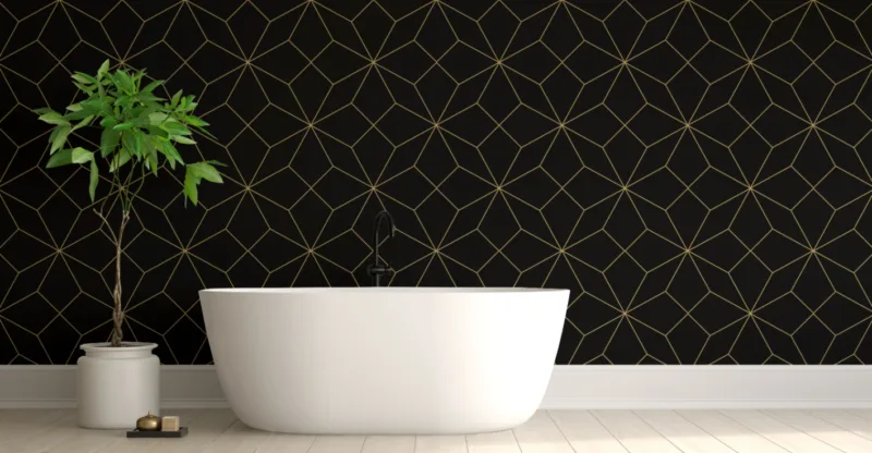 Luxury Abstract Star Pattern Wallpaper in Black Gold Wallpaper for Wall