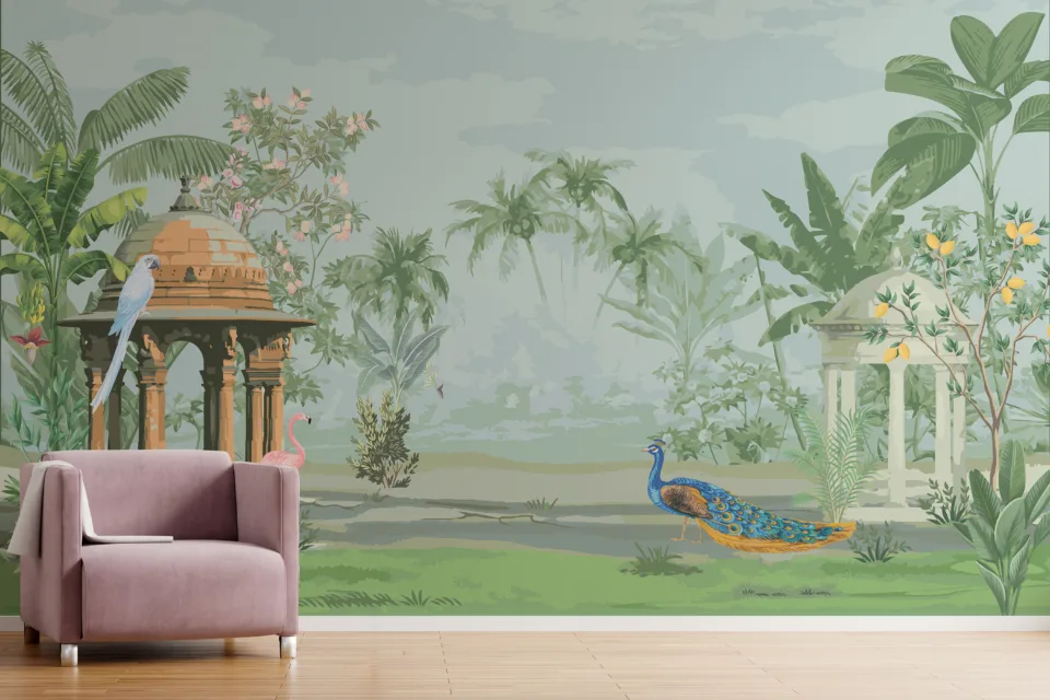 Miniature Painting Peel And Stick Tropical Trees Wallpapers For Wall Miniature Painting Peel And Stick Tropical Trees Wallpapers For Wall, a unique and artistic wall decor design