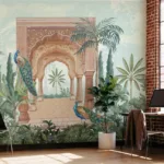 Mughal Era Painting Peacock Trees Self Adhesive Wall Art Wallpaper Mural Mughal Era Painting Peacock Trees Self Adhesive Wall Art Wallpaper Mural