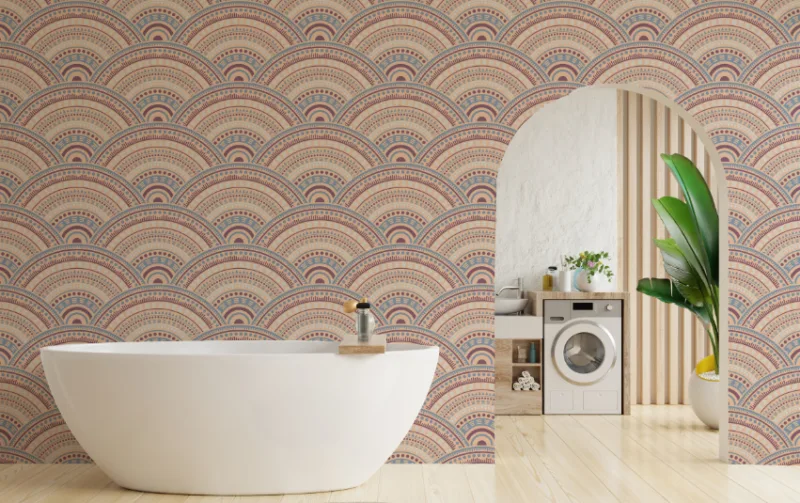 Multicolor Ethnic Circle Mandala Pattern Wall Mural Vibrant Design