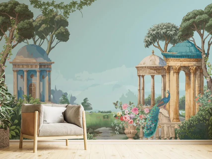Natural Theme Traditional Architecture Earthy Tones Indian Wallpapers for Wall Natural Theme Traditional Architecture Earthy Tones Indian Wallpapers for Wall, A Harmony of Nature and Heritage – Indian Wallpaper in Rich Earthy Hues and Classic Designs