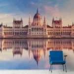 Nighttime Illumination Of Budapest’s Historic Wallpaper Parliament Structure