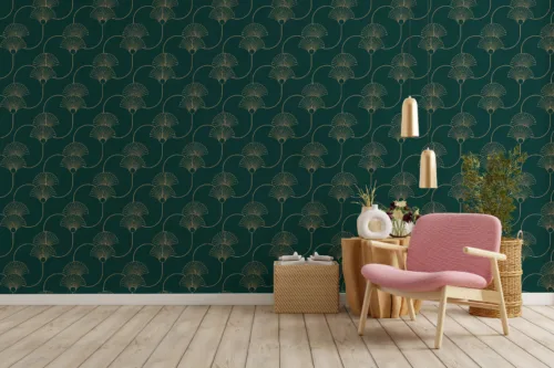 Seamless Art Deco wallpaper designed for dining room accent walls, offering a sophisticated and stylish geometric pattern for modern home décor