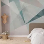 Soft Toned Asymmetrical Modern Geometric Art Poster Bedroom Wallpaper for Wall