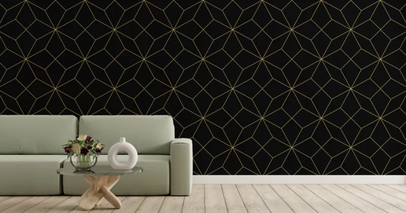 Stylish Diamond and Star Patterned Wall Mural