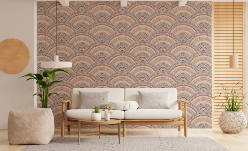Vibrant Ethnic Wall Mural Geometric Circles Self Adhesive Wallpaper