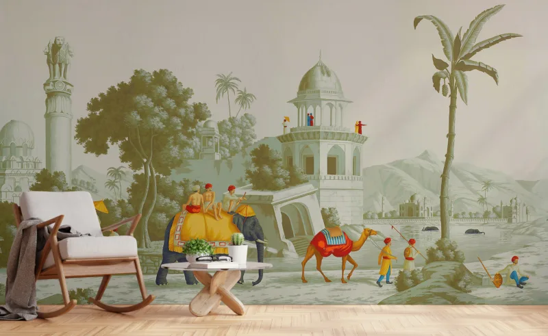 Vintage Style Indian Mughal Era Self Adhesive Wallpaper Design For Wall, perfect for adding classic elegance to any wall