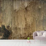 3D Look Golden Wall Mural Modern Elegant Wall Decor Idea 3D Look Golden Art Deco Wall Mural Modern Elegant Wall Decor Idea