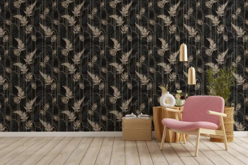 Black Gold Fern Wallpaper Peel Stick Modern Luxury Room Decor Black Gold Fern Wallpaper Peel Stick Modern Luxury Room Decor