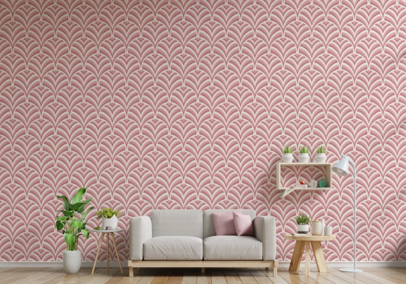 Blush Pink Art Deco Peel And Stick Wallpaper Design