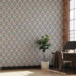 Boho Retro Damask Wallpaper Design Colorful Living Room Atlanta Homes Special