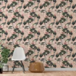 Crane Bird Peel And Stick Wallpaper With Lotus Flower Mural