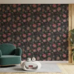 Dark Floral Wall Mural Kalamkari Inspired Peel Stick Removable Wallpaper Dark Floral Wall Mural Kalamkari Inspired Peel Stick Removable Wallpaper