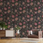 Elegant Indian Style Wallpaper Floral Mural Vintage Dark Removable Print Elegant Indian Style Wallpaper Floral Mural Vintage Dark Removable Print
