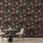 Gothic Floral Wallpaper Art Dark Background Red Gold Flower Pattern Gothic Floral Wallpaper Art Dark Background Red Gold Flower Pattern