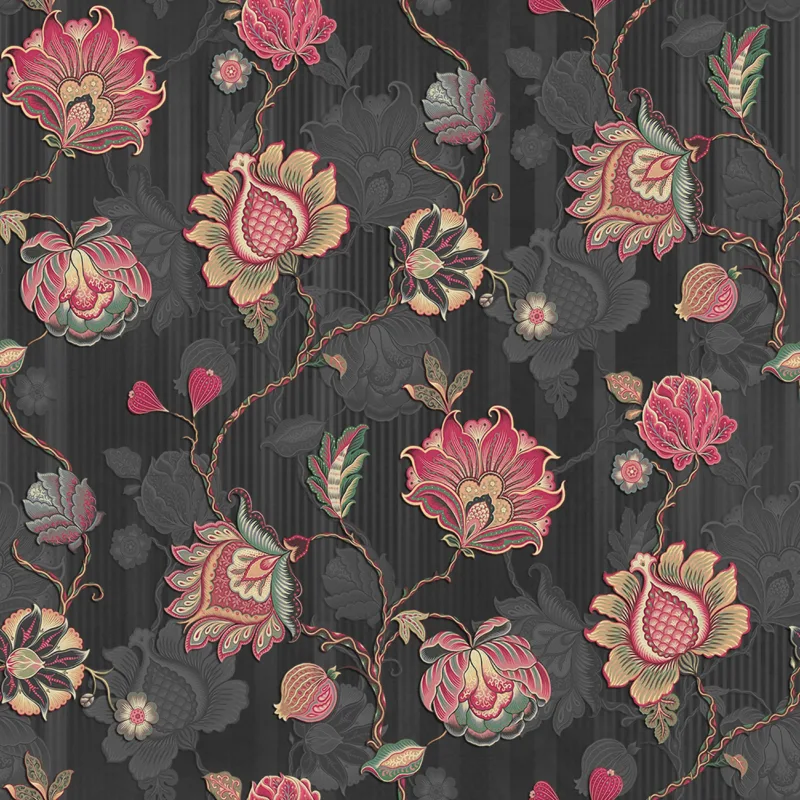 Indian Kalamkari Wallpaper Floral Charcoal Background Victorian Art Style Indian Kalamkari Wallpaper Floral Charcoal Background Victorian Art Style